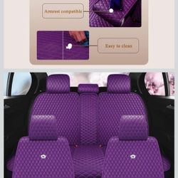 Red Rain Purple Car Seat Cover Full Set Universal Leather Front and Rear Seat Covers Auto Seat