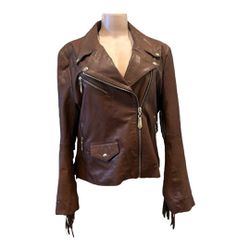 Leather fringe Sam Edelman biker jacket / Size XL