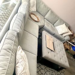 Living Spaces Light Grey Sectional Couch