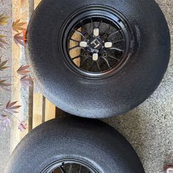 Pair Of Side By Side Wheels And Tires