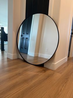 Large 48 inches Round Wall Mirror Black Frame