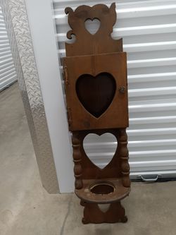 Vintage Wooden Heart Cutout Cabinet Stand