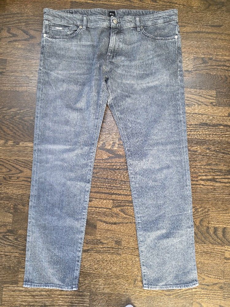 MWOT Hugo Boss Jeans Men 40x32 Gray Candiani Stretch Italian Fabric