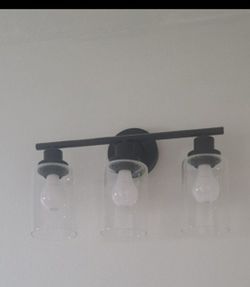 Black 3 BULB Glass Light Fixture