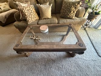 Wood and Glass Top Coffee Table