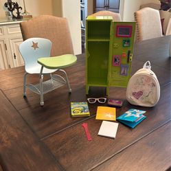 American Girl Doll Locker, Backpack, Desk Chair and Accessories 