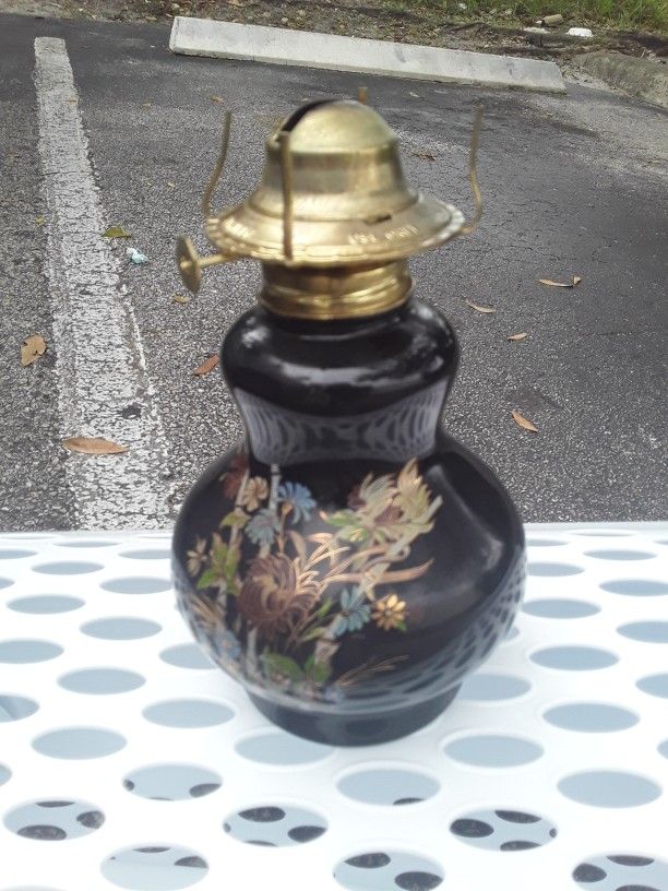 Antique Oil Lamp Kerosene Black Hand Paiting Flower,All Products : American Fashion Style Bags On Sale