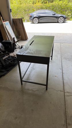 Modern grey Wood Desk with Metal Frame