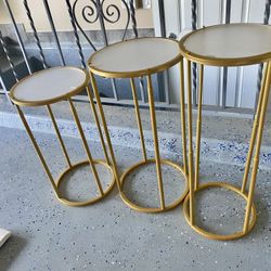 3 PC Golden Tone Pedestals 