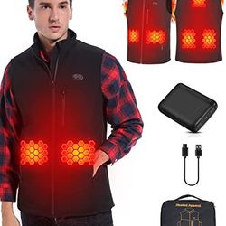 Zipper Heating Vest Waterproof Windproof Heated Jacket, Heated Vest For Men M-L