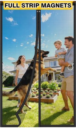 HOFUDON Upgraded Magnetic Screen Door – Heavy Duty Fiberglass Mesh - New