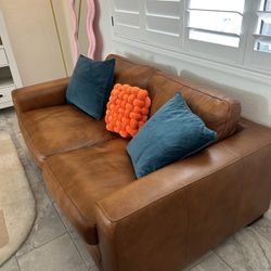 Two Piece Mason brown Leather Couch 