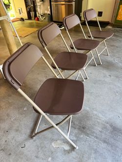 Plastic Folding Event Chairs, Brown, 4-Pack