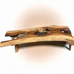 Live Edge Wood Slab Bench 76”-26”16”