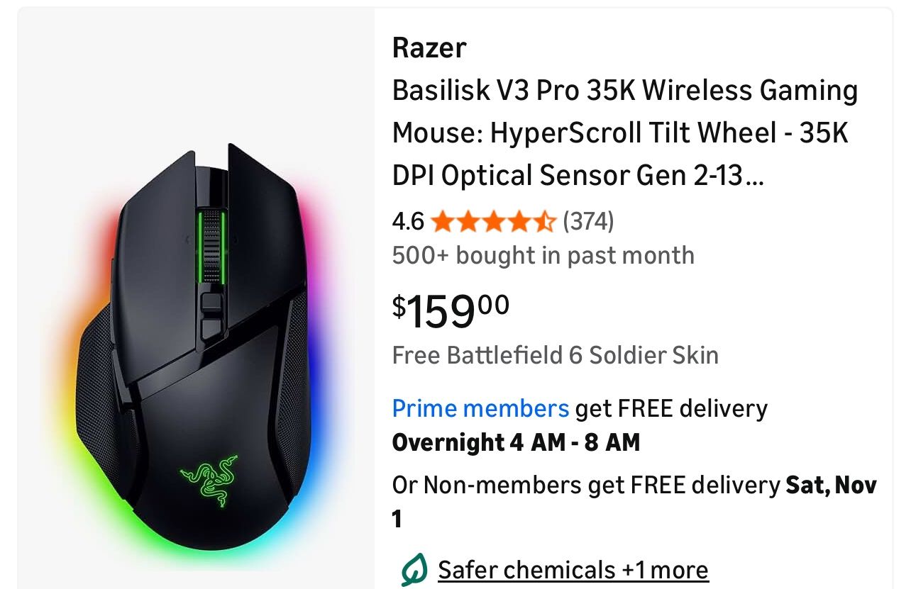 Razer Basilisk V3 Pro 35K Wireless Gaming Mouse: