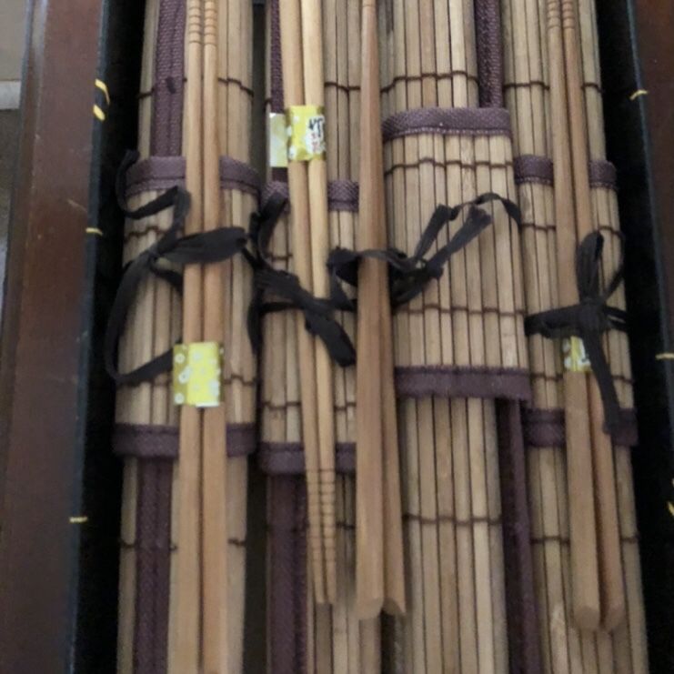 Bamboo Placemats And Chopsticks