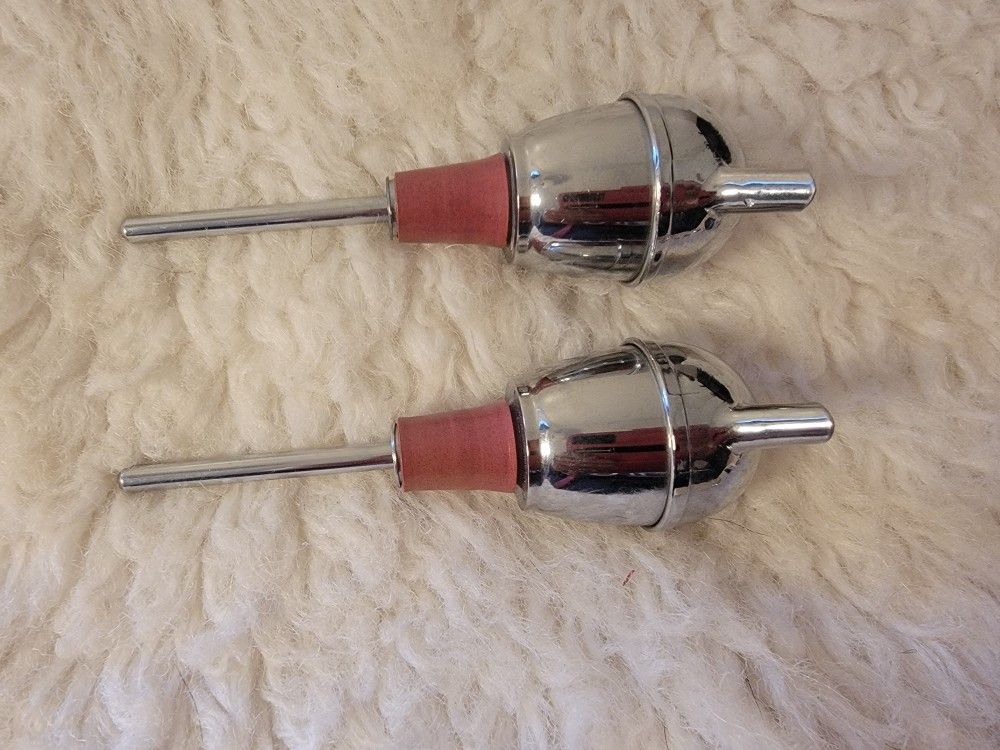 Vintage Chrome Liquor Bottle Shot Spout Pourer Collectible Barware Art Deco