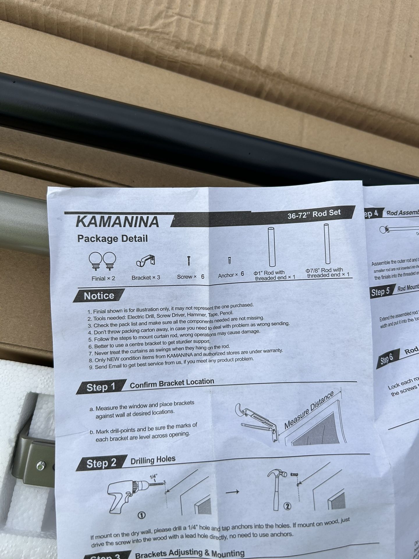 New In Box Curtain Rods