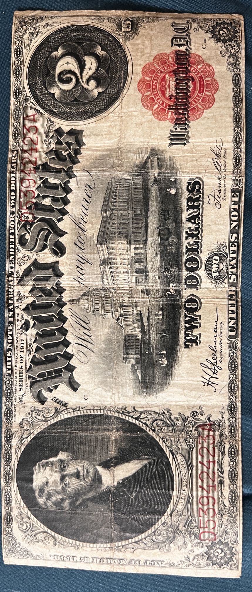 1917 2 Dollar Bill