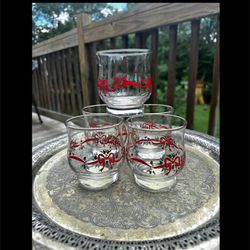 Vintage Libbey Holly And Berry 6oz Christmas Glasses Set Of 5