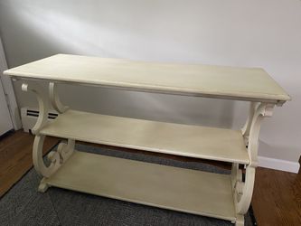 Broyhill Cream Carved Wood Console Table