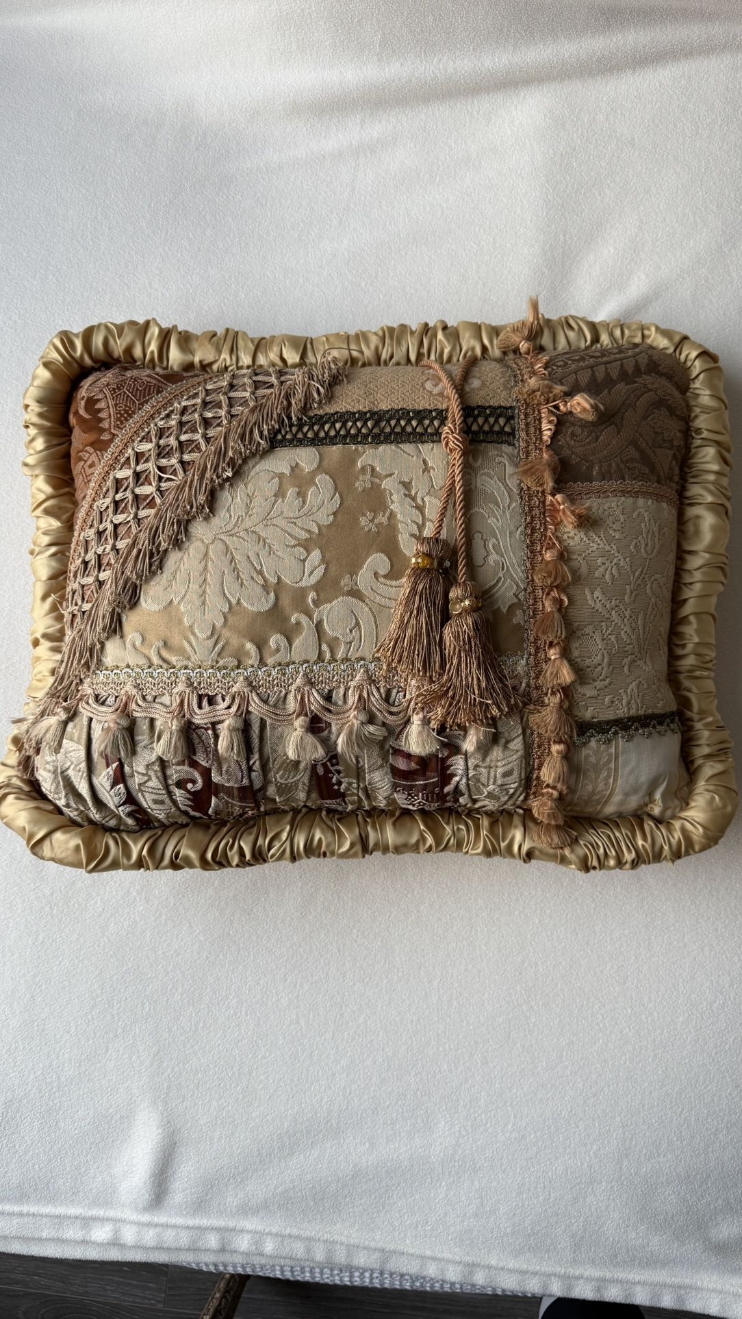 Medium Rectangular Embellished Pillow with Tassels (Sheila Devlin Design)