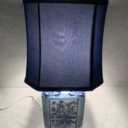 Vintage 1990s Porcelain Lamp With Shade 