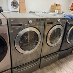 LG stainless steel frontload washer and dryer set electric with warranty