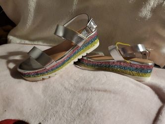 Size 3 Girls Glittery Sandel/Wedge