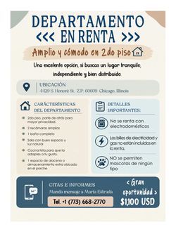 Departamento en Renta en Back of the Yards