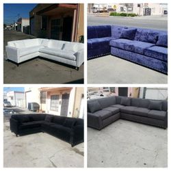 NEW 7X9FT SECTIONAL COUCHES. WHITE,  BLACK  MICROFIBER, JAZZ BLUE FABRIC, DARK GRANITE FABRIC  Sofas 2piaces 