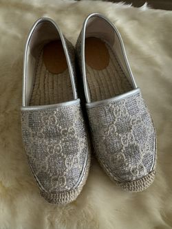 Authentic Gucci Silver Espadrilles Size 37.5