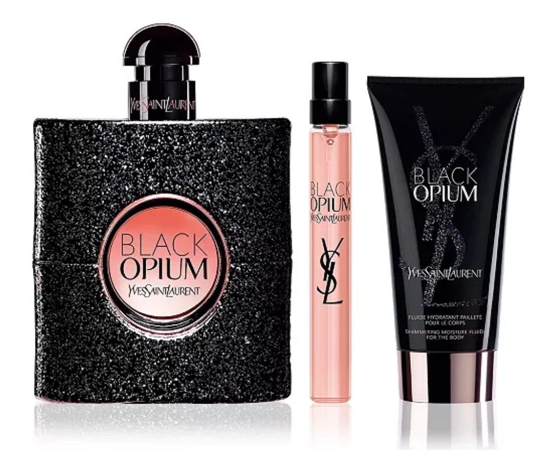 New Womens Ysl Yves Saint Laurent Black Opium 3pc Perfume Gift Set 3oz Perfume  Perfume Nuevo Perfume De Mujer Nuevo 