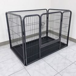 BRAND NEW $110 Heavy Duty Pet Playpen w/ Plastic Tray, Dog Cage Kennel 4 Panels,  L49” x W32” x H35”