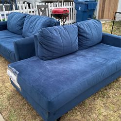 Suede Blue Couches 