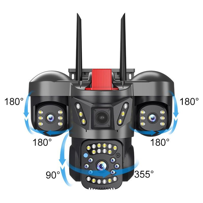 V380 three-lens outdoor closed-circuit television network camera PTZ 360 Wireless Wifi Bidirectional audio automatic tracking 6mp security camera OEM