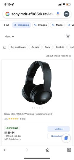Sony Wireless Entertainment Headphone MDRRF985RKVersion New in Package. Thumbnail