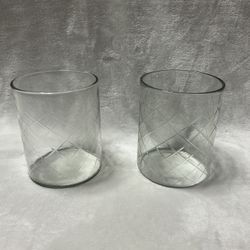 Two Large Glass Candle Holder Vase Cylinder Centerpiece Pillar Decor decoration