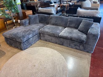105″ Boneless L Shaped Corduroy Couch with Deep Seat