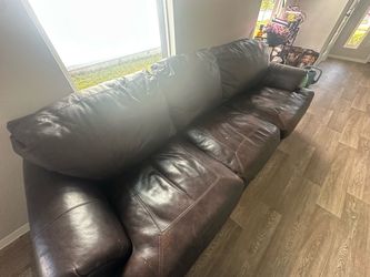 Brown Leather 3 seat couch