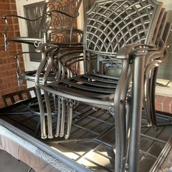 Hampton Bay Very Heavy Wrought Iron Bistro Metal Outdoor Patio Furniture Set Seven Pieces