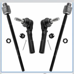 Front 2 Inner 2 Outer Tie Rod Ends for Chevrolet Chevy Express 1-2014,Express 2-2005,GMC Savana 1-2014,Savana 2-2005