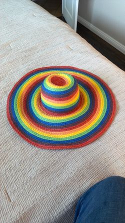 Rainbow colored wide brim hat