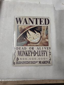 Monkey luffy one piece anime cartoon wanted faux vintage metal sign