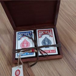 Store Indya Wooden Box Bridge Game Gift Set Two Card Decks Sealed