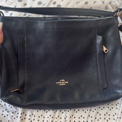 navy blue coach purse 