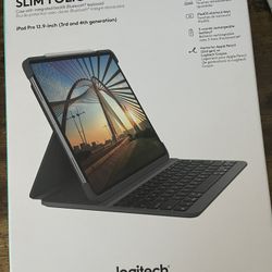 Logitech SLIM FOLIO PRO Backlit Bluetooth Keyboard Case for iPad Pro 12.9-inch (3rd and 4th gen) - Graphite, Oxford Gray