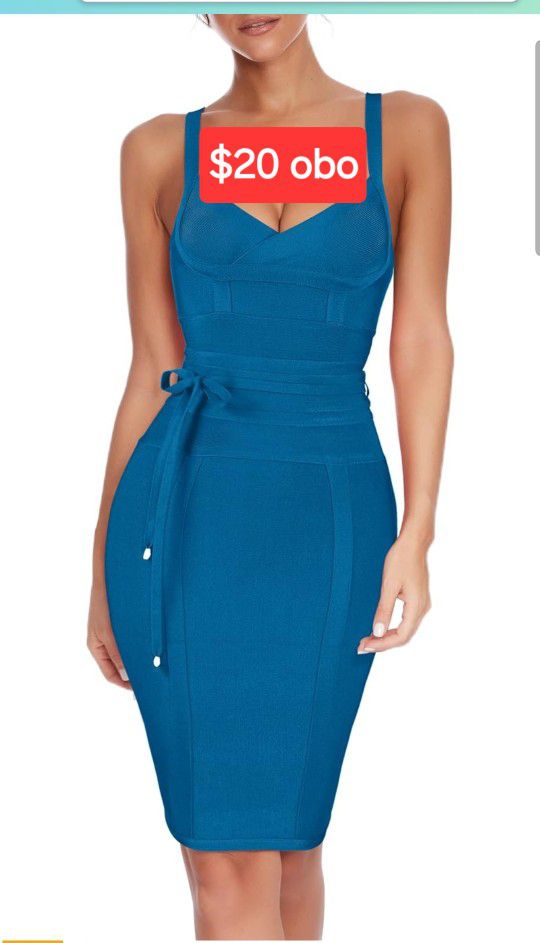 Sleeveless Bodycon Dress Blue Size Large