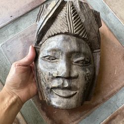 Beautiful Vintage Hand Carved Wooden African Face