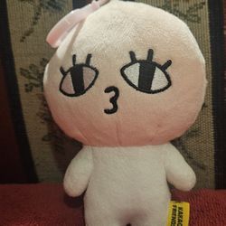 KAKAO FRIENDS  APEACH STUFFED  PLUSH  DOLL TOY BACKPACK /BAG CLIP APROX  6"INCHES PRE-OWNED 